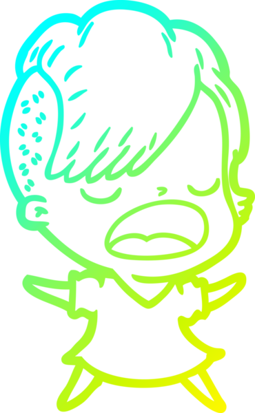 Bir insan tarafından çizilmiş havalı bir hippi kızın soğuk gradyan çizimi.