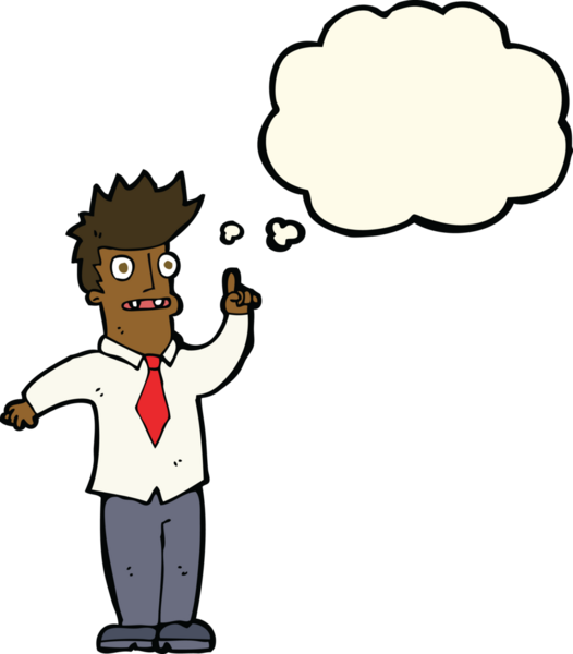 Bir insan tarafından çizilmiş düşünce baloncuğu fikri olan çizgi film adamı.