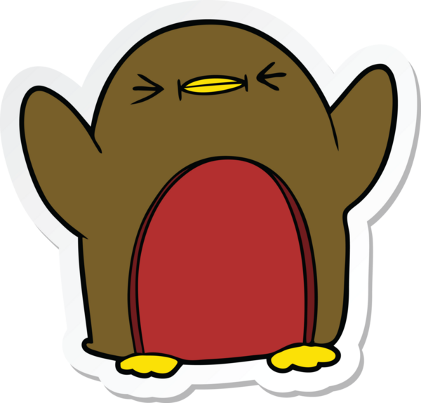 Bir insan tarafından çizilmiş Robin çizgi filminin çıkartması.