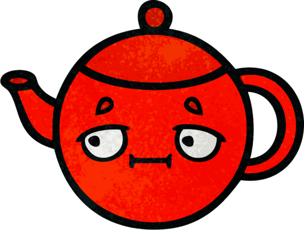 Bir insan tarafından çizilmiş bir çaydanlığın retro grunge desen karikatürü