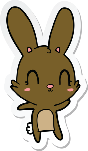 Bir insan tarafından çizilmiş şirin bir tavşanın çıkartması.