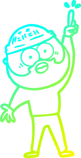 Bir insan tarafından çizilmiş sakallı bir karikatür çizimi.