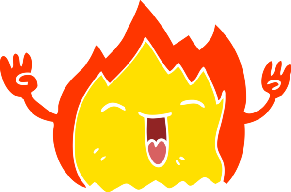 Bir insan tarafından çizilmiş mutlu kırmızı ateş.