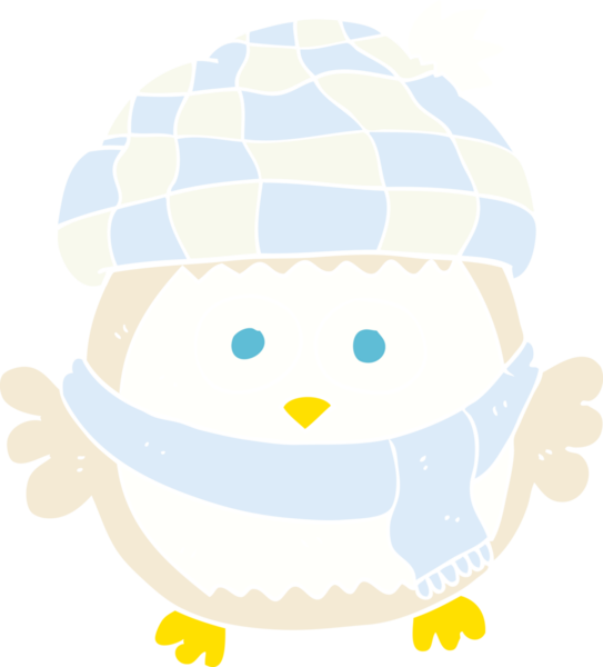 Bir insan tarafından çizilmiş küçük baykuşun düz renk çizimi