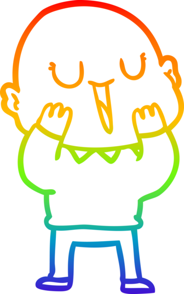 gökkuşağı gradyan çizimi mutlu bir çizgi kel adamın çizimi bir insan tarafından çizildi