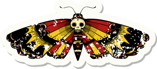 Bir insan tarafından çizilen ölüm pervanesinin geleneksel stil yapıştırmalı dövmesi.