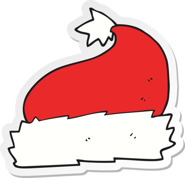 Bir insan tarafından çizilmiş bir karikatür Noel şapkasının çıkartması.