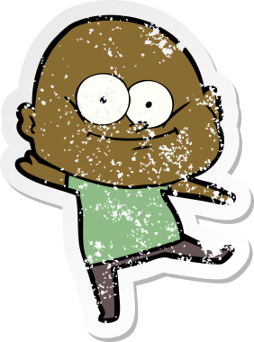 Bir insan tarafından çizilmiş kel bir adamın sıkıntılı çıkartması.