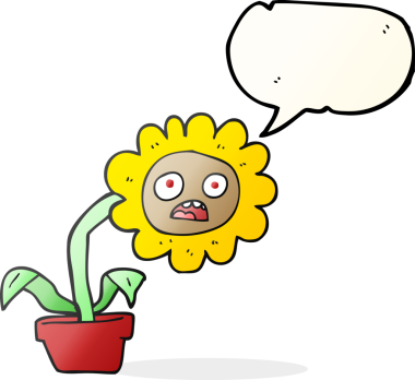 Bir insan tarafından çizilmiş serbest konuşma balonu karikatürü hüzünlü çiçek