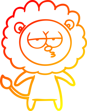 Bir insan tarafından çizilen ve canı sıkılan bir aslanın sıcak çizgi çizimi