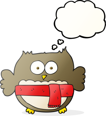 Bir insan tarafından çizilmiş serbest çizim balon karikatür sevimli baykuş