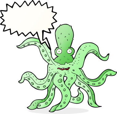 bir insan tarafından çizilmiş dev ahtapot çizgi filmi.