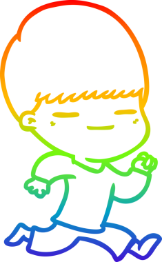 Gökkuşağı gradyan çizgi çizimi bir insan tarafından çizilmiş kendini beğenmiş bir çocuk.