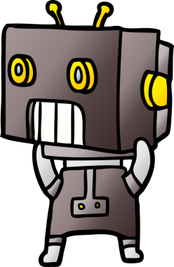 Bir insan tarafından çizilmiş çizgi film robotu