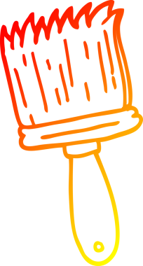 Bir insan tarafından çizilmiş karikatür fırçasının sıcak gradyan çizimi