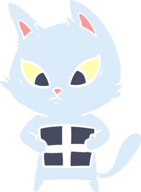 Bir insan tarafından çizilmiş düz renk çizgi film kedisi.