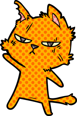 Bir insan tarafından çizilmiş sert çizgi film kedisi.