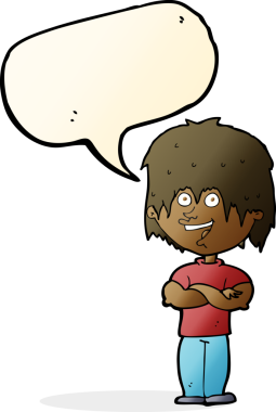 Bir insan tarafından çizilmiş konuşma balonlu mutlu adam çizgi filmi.