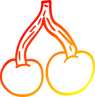 Bir insan tarafından çizilmiş kiraz ağacının sıcak çizgi çizimi