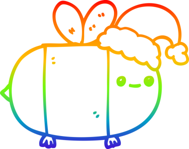 gökkuşağı gradyanı çizimi bir insan tarafından çizilmiş bir karikatür noel arısı