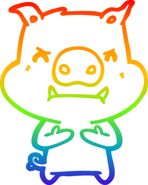 Bir insan tarafından çizilmiş kızgın çizgi film domuzu çizimi.