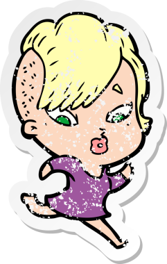 Bir insan tarafından çizilmiş üzgün bir karikatür çıkartması.