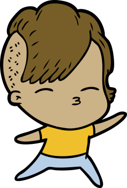 Bir insan tarafından çizilmiş şaşı çizgi film kızı.