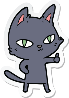 Bir insan tarafından çizilmiş çizgi film kedisinin çıkartması.