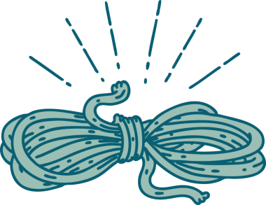 Bir insan tarafından çizilmiş geleneksel dövme stili bir ip.