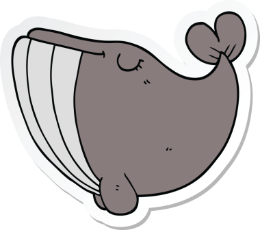 Bir insan tarafından çizilmiş bir balinanın çıkartması.