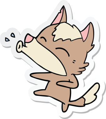 Bir insan tarafından çizilmiş uluyan kurt çizgi filminin çıkartması.