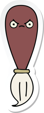 Bir insan tarafından çizilmiş şirin bir karikatür fırçasının çıkartması.