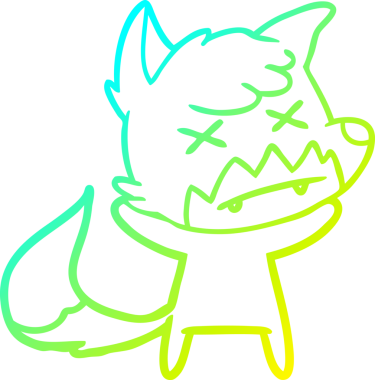 Bir insan tarafından çizilmiş şaşı tilki çizgi çizimi.