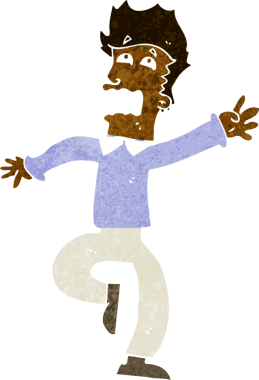 Bir insan tarafından çizilen panikleyen karikatür adamı.