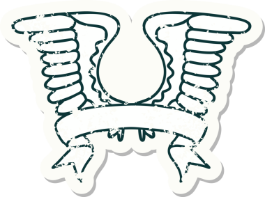 Bir insan tarafından çizilmiş bir kanadın bayrağıyla eski bir etiket