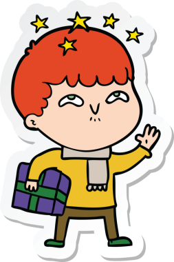 Bir insan tarafından çizilmiş bir karikatür çıkartması.