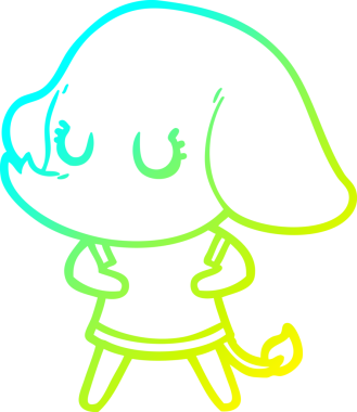 Bir insan tarafından çizilmiş şirin bir filin soğuk gradyan çizgisi