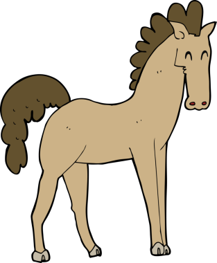 Bir insan tarafından çizilmiş çizgi film atı.