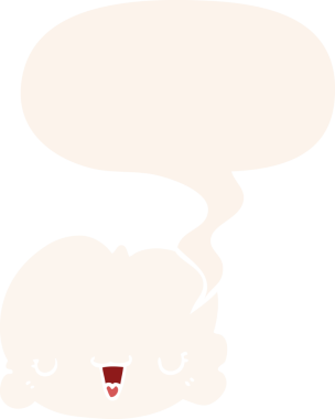 Konuşma baloncuğu olan sevimli çizgi film bulutu bir insan tarafından çizilmiş.