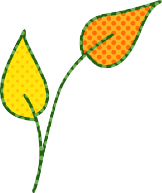 Bir insan tarafından çizilmiş çizgi roman tarzı yapraklar.