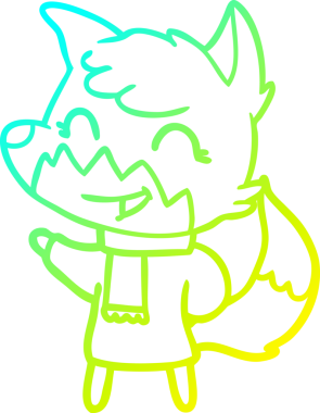 Bir insan tarafından çizilmiş mutlu bir tilkinin soğuk çizgi çizimi.