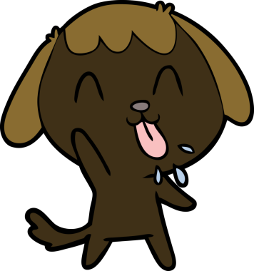 Bir insan tarafından çizilmiş şirin bir çizgi film köpeği.