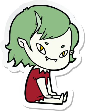 Bir insan tarafından çizilmiş, karikatür dostu vampir bir kızın çıkartması.