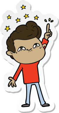 Bir insan tarafından çizilmiş heyecanlı bir adamın çıkartması.