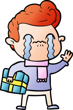 Bir insan tarafından çizilmiş ağlayan çizgi film adamı.