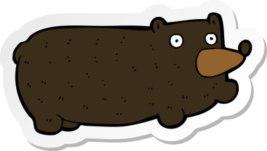 Bir insan tarafından çizilmiş komik bir ayının çıkartması.