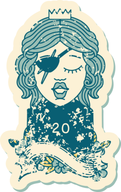 Retro Dövme Tarzı İnsan Rogue Bir insan tarafından çizilmiş 20 zar ile