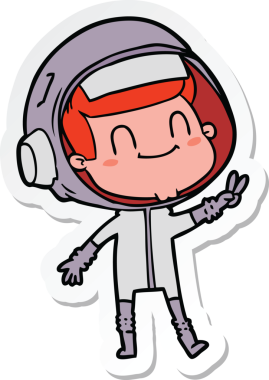 Bir insan tarafından çizilmiş mutlu bir astronotun çıkartması.