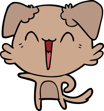 Bir insan tarafından çizilmiş küçük mutlu köpek çizgi filmi.