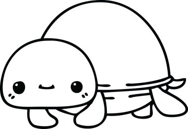 Bir insan tarafından çizilmiş garip çizgi film kaplumbağası çizimi.